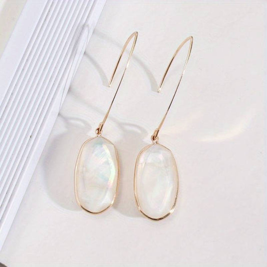 Pendientes Colgantes Vintage con Piedra Blanca
