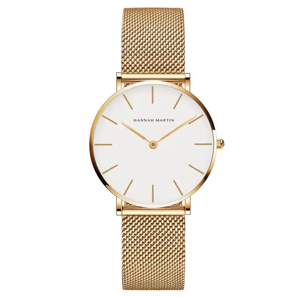 Luxurious Rose Gold Quartz Timepiece Alongside Bracelet