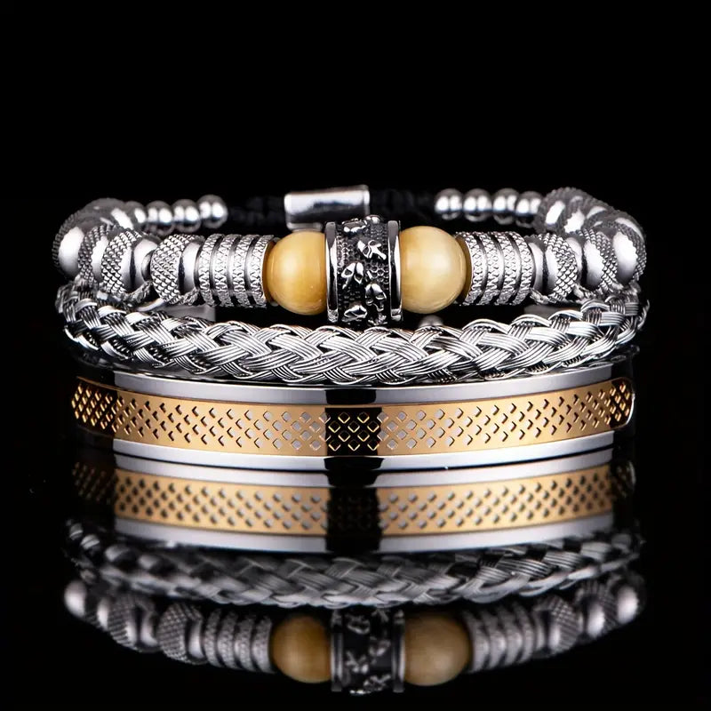 Timelessly Stainless Skull Bracelet With Tiger Eye