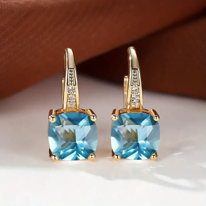 Pendientes Aro de Piedra Preciosa Mística en Oro
