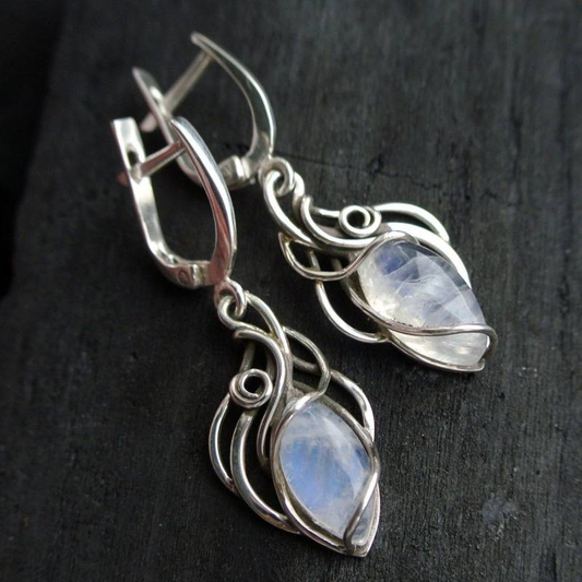 Pendientes vintage de cristal blanco en plata