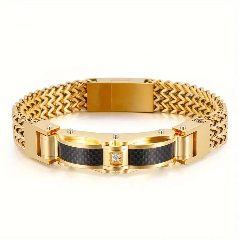 Premium Titanium Steel Bracelet With Gemstone Inlay