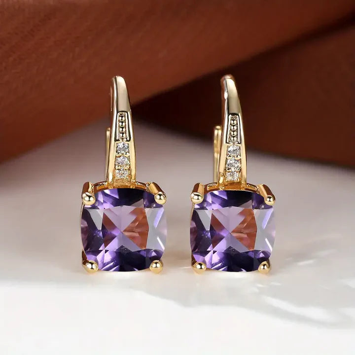 Pendientes Aro de Piedra Preciosa Mística en Oro