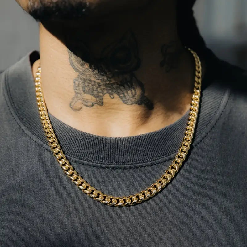 14K Gold Plated Stainless Steel Cuban Chain Necklace