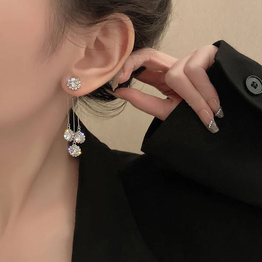 Pendientes Triada de Circonita Chapados en Oro