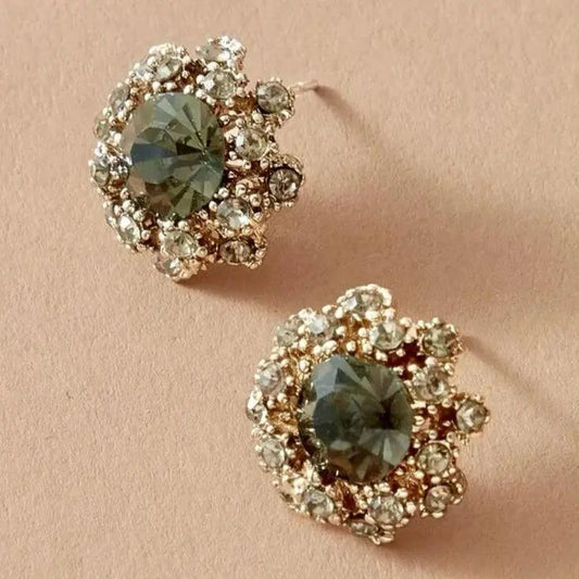 Pendientes vintage redondos verdes brillantes
