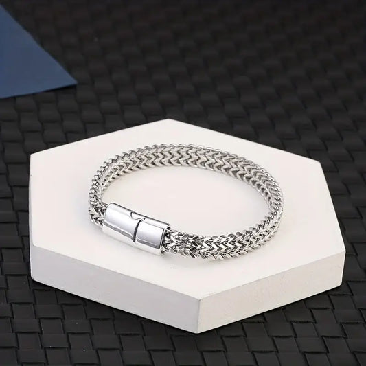 Pulsera de Cadena Trenzada con Cierre Magnético de Acero Inoxidable para Hombre