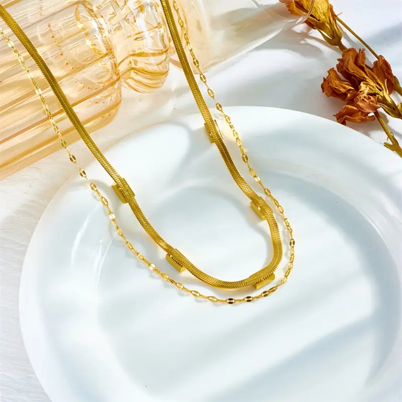 Collar Sorella Gem Doble Capa Retro Dorado