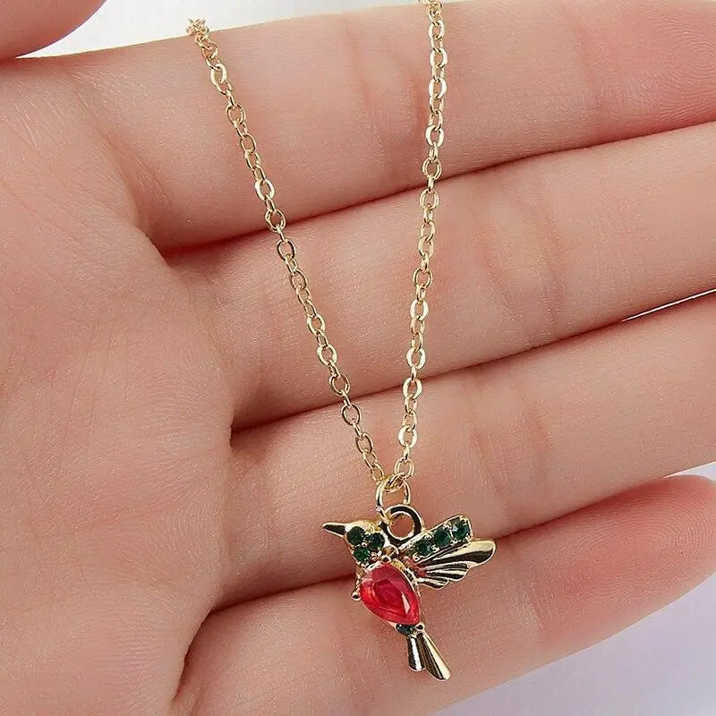 Collar de Colibrí con Esmalte y Dióxido de Circonio.