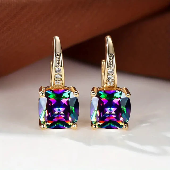 Pendientes Aro de Piedra Preciosa Mística en Oro