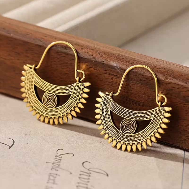 Golden Crescent Hoop Earrings