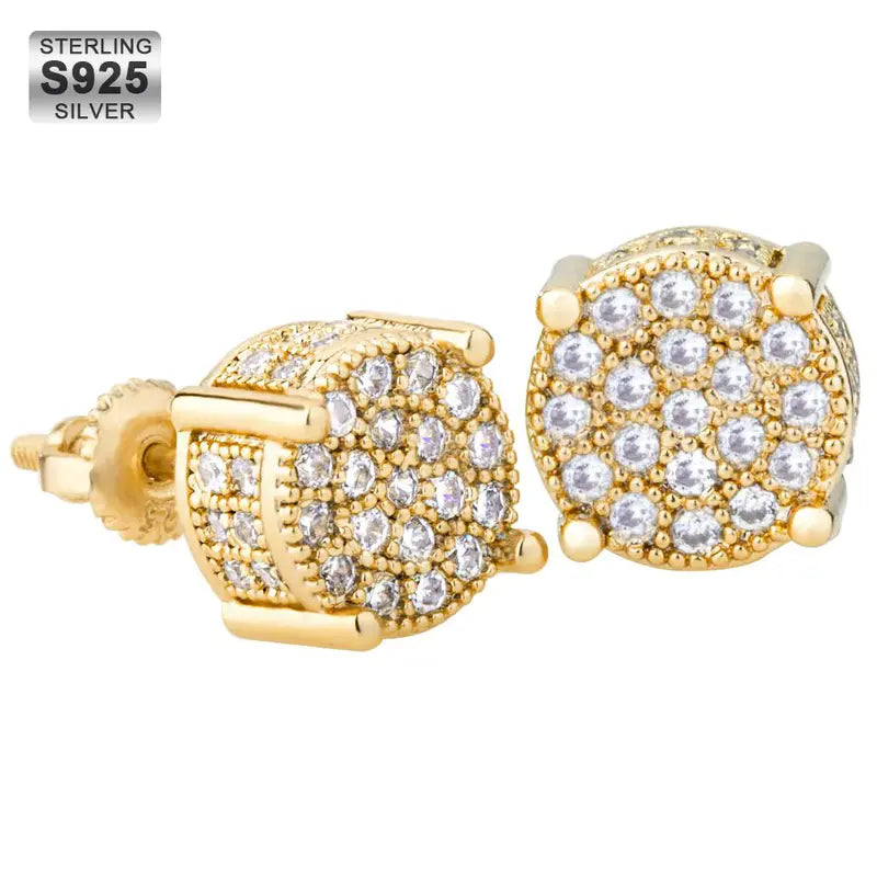 ICED CHICS S925 Silvery Hip-Hop Zirconia Earrings Set