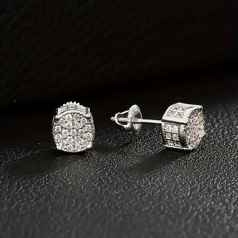 ICED CHICS S925 Silvery Hip-Hop Zirconia Earrings Set