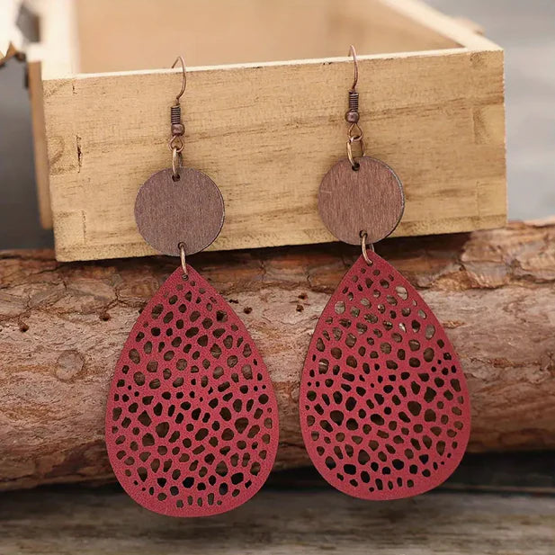 Vintage leather dangle earrings