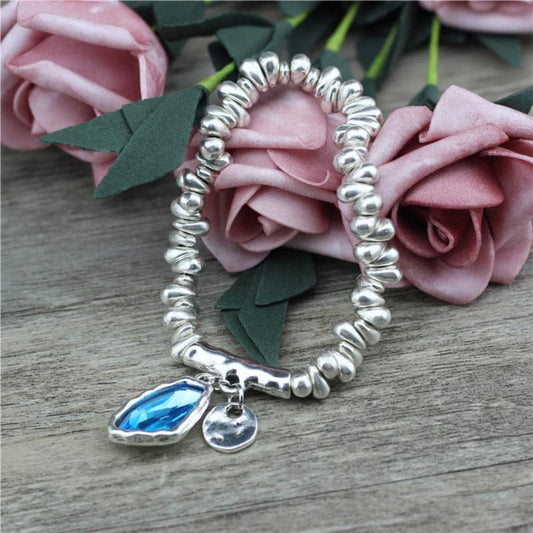 Oferta 1+1: Pulsera de Cristal con Perlas Chapadas en Plata