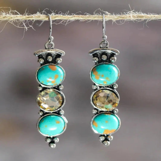 Oferta 1+1: Pendientes Vintage de Turquesa Natural