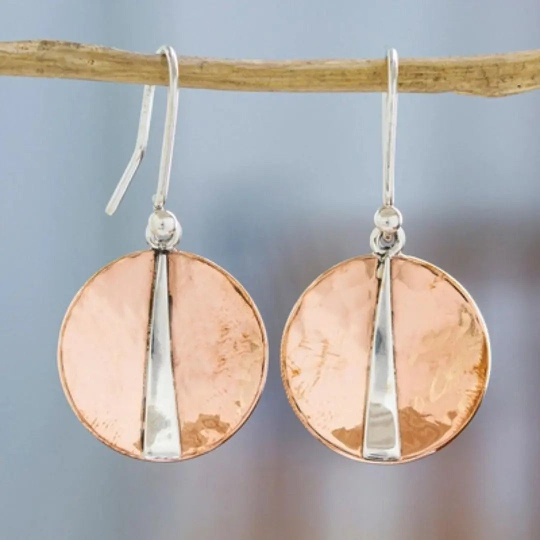 1+1 Offer: Vintage rose silver round brilliant earrings