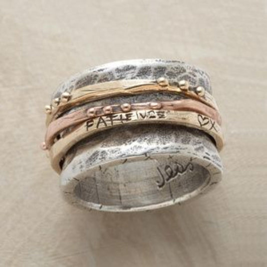 Oferta 1+1: Anillo Vintage Rosa Dorada y Plata