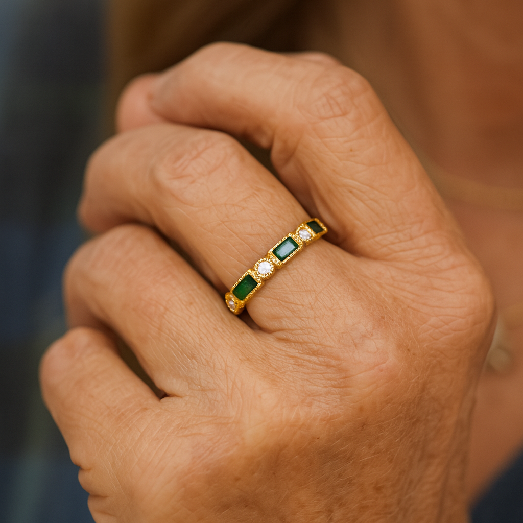 Vintage Green Zirconia Gold Ring