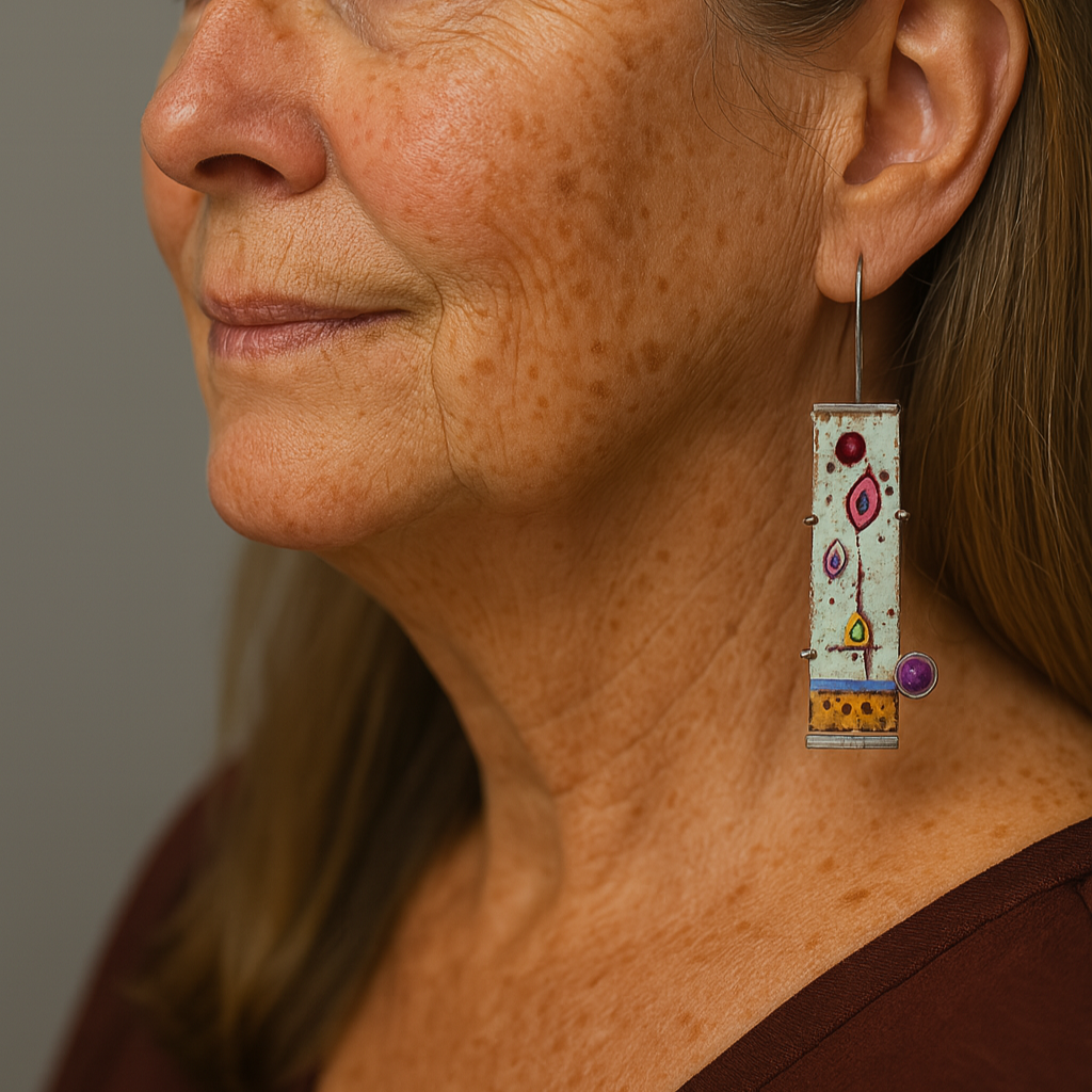 Pendientes vintage con esmalte antiguo