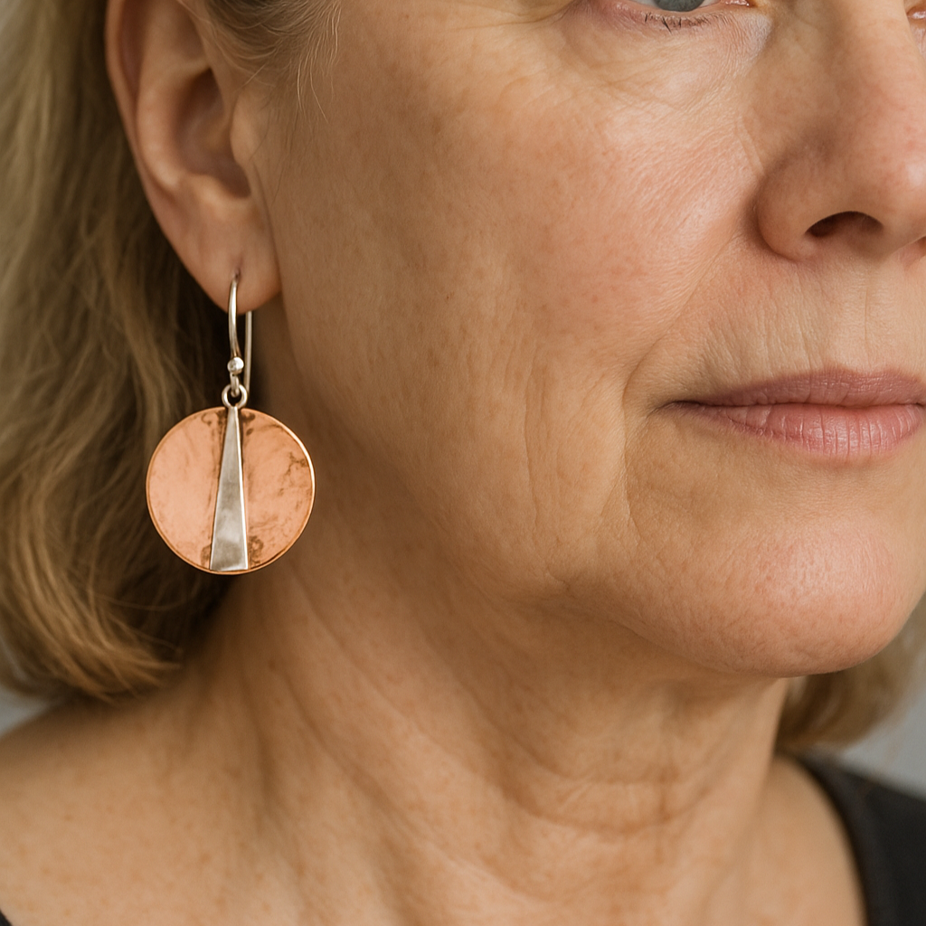 Pendientes vintage redondos de plata con circonitas talla brillante