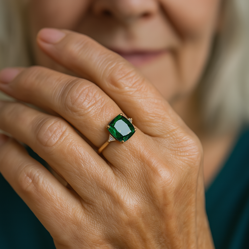 Anillo de zirconia verde en oro