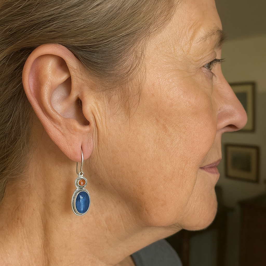 Pendientes vintage azules y naranjas