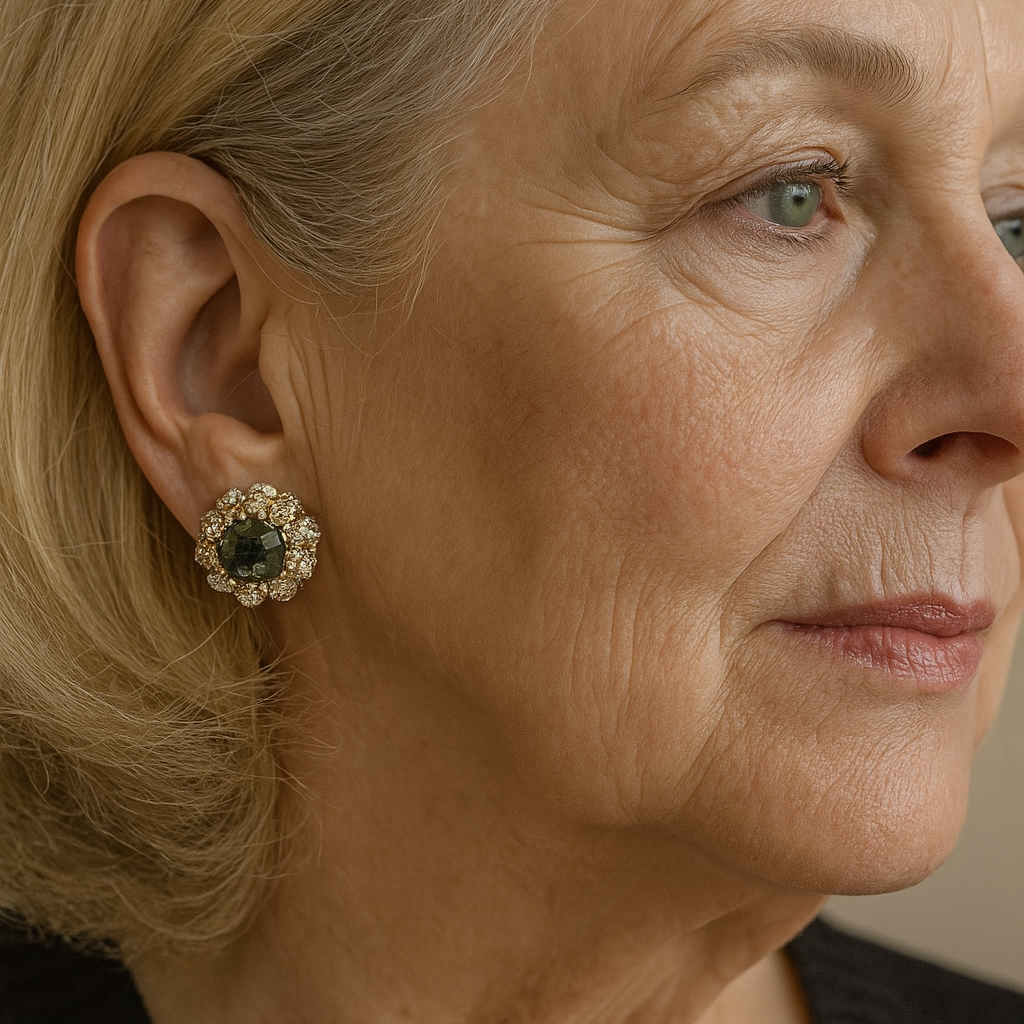 Pendientes vintage redondos verdes brillantes