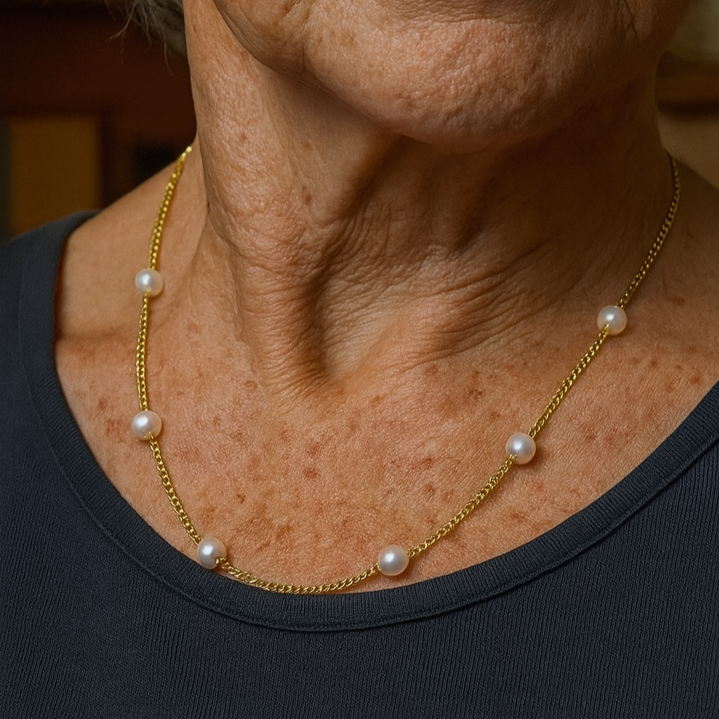 Collar de perlas de agua dulce y oro