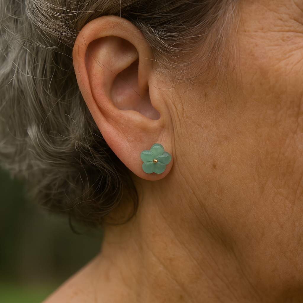 Pendientes vintage de turquesa con flor de cristal