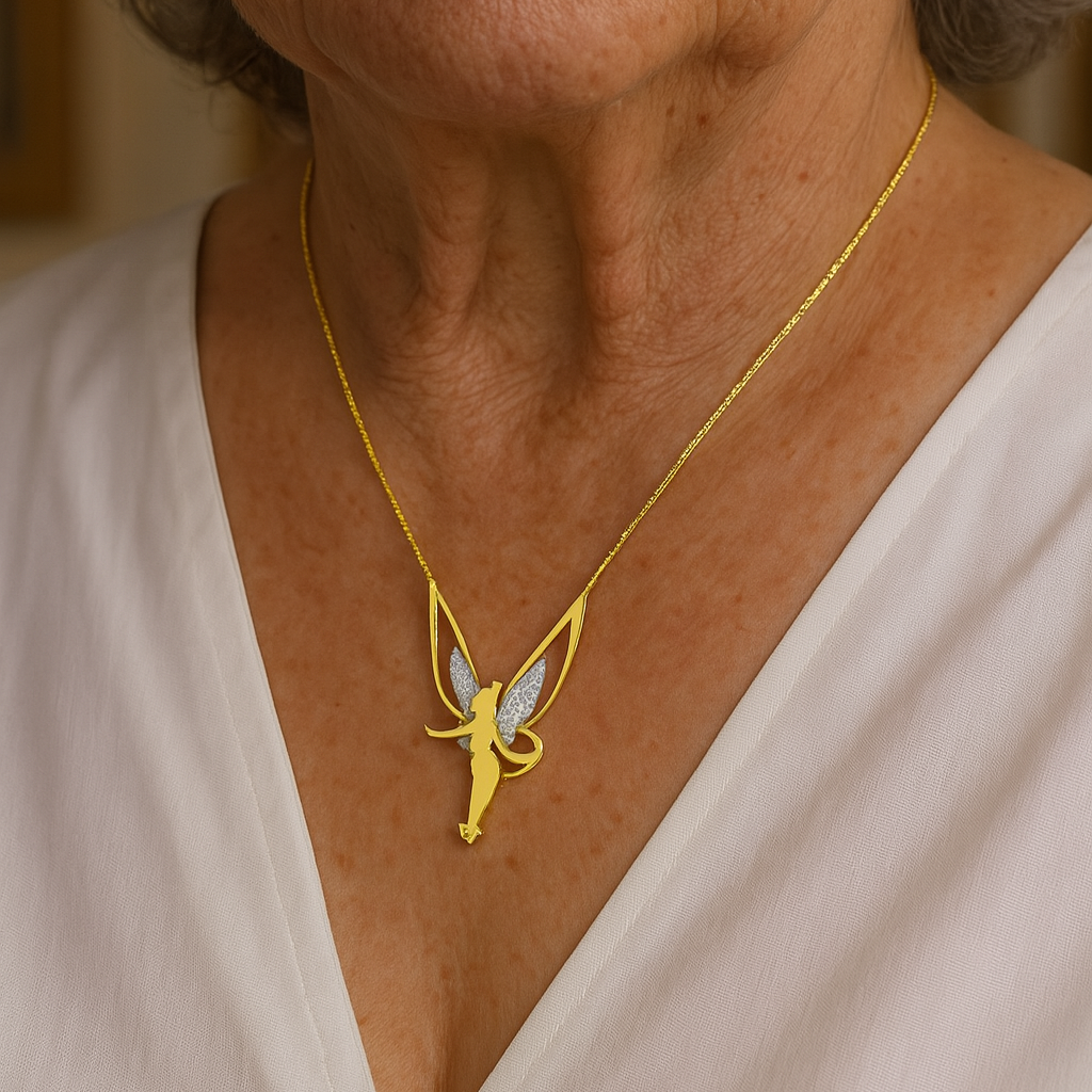 Vílový náhrdelník ve zlaté a stříbrné barvě