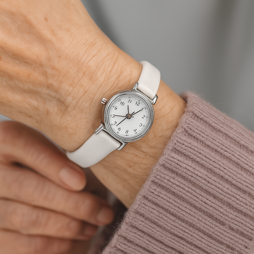 Luxusní minimalistické dámské hodinky se stříbrným ciferníkem