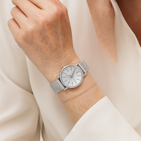 Elegantní stříbrné quartzové hodinky pro profesionály