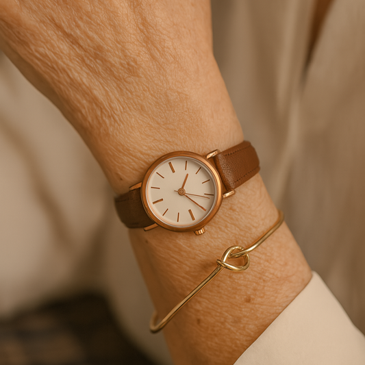 Exquisito reloj de piel de becerro con esfera pequeña