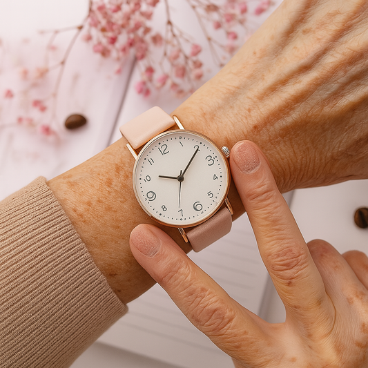 Luxusní analogové hodinky s koženým řemínkem a arabským ciferníkem