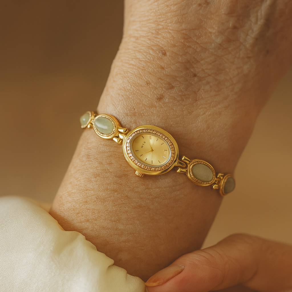 Lujoso reloj de pulsera con cadena de piedra natural y elegancia