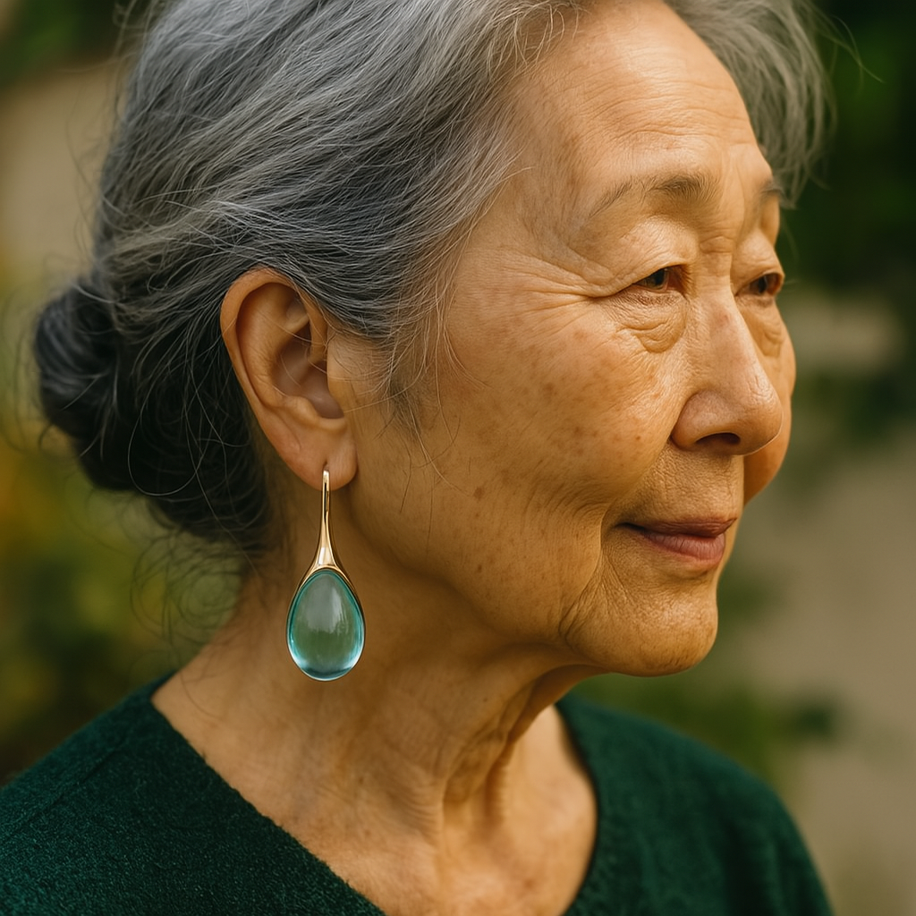 Cercei picătură cu cristale în auriu și argintiu