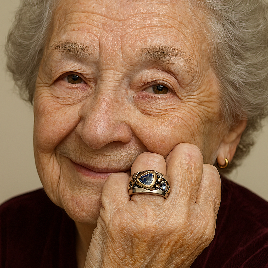 Anillo vintage de cristal azul