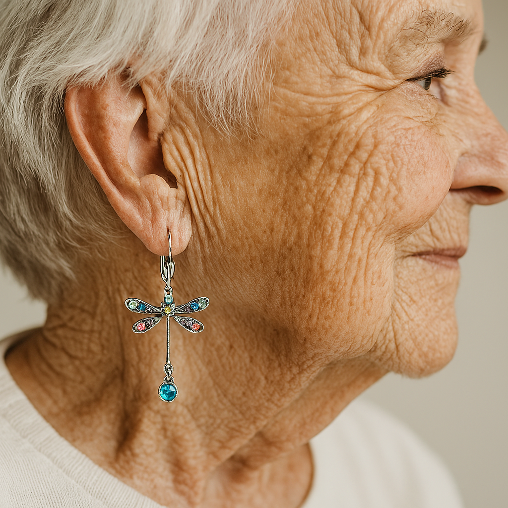 Pendientes elegantes de libélula tallada