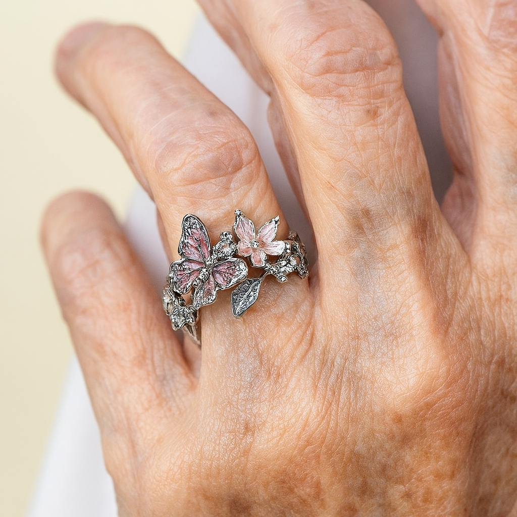 Anillos delicados en color oro con flores y mariposas para mujer, accesorios de fiesta, regalos, joyería personalizada