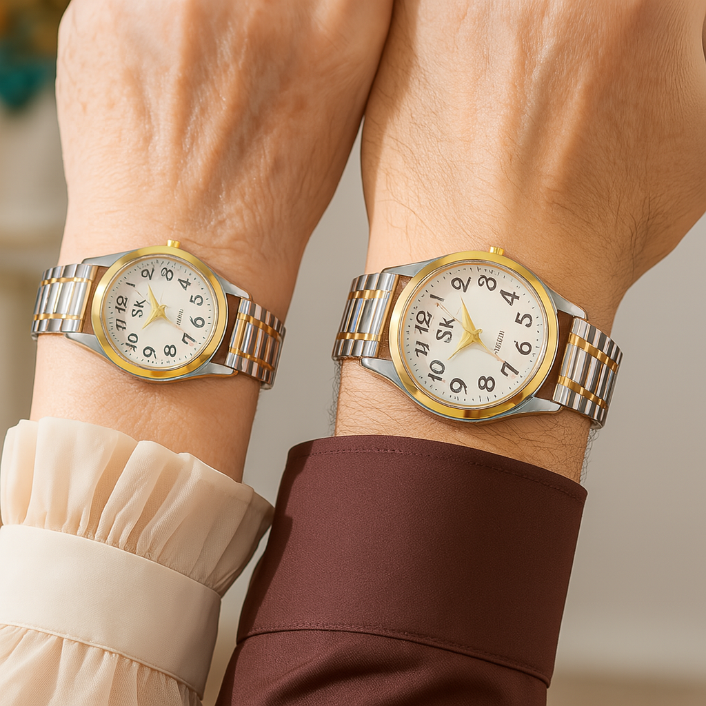 Minimalistické párové hodinky s křemenným strojkem a gumovými řemínky