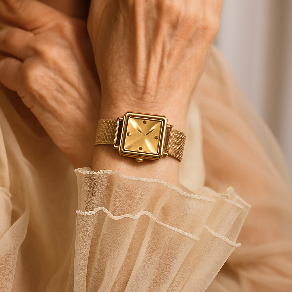 Elegante Reloj de Cuarzo Cuadrado con Malla de Acero Inoxidable