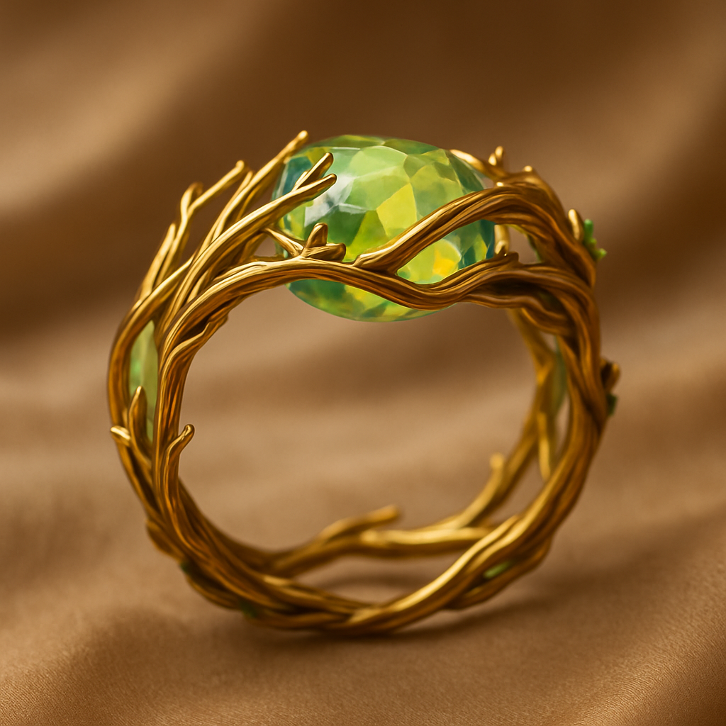 Natural Green Opal Ring