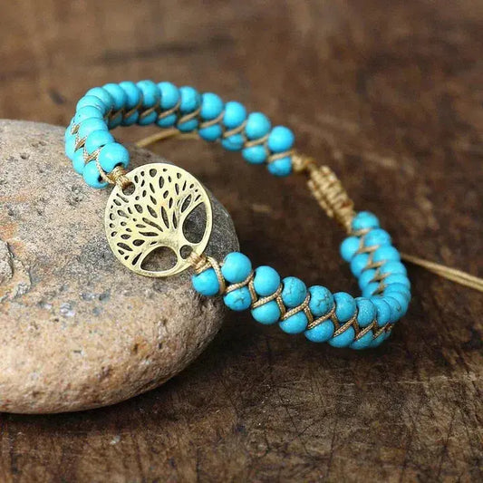 Oferta 1+1: Pulsera Árbol de la Vida con piedra turquesa hecha a mano