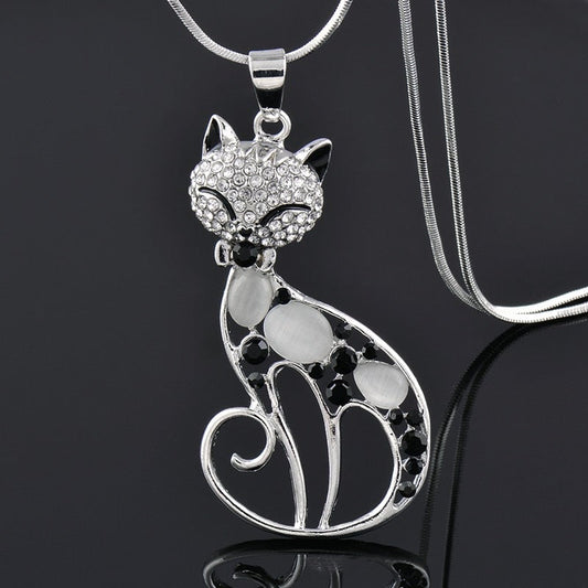 Oferta 1+1: Collar Gatos Enamorados de plata con circonitas.