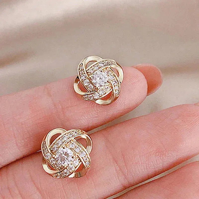 Flower Spiral Cross Earrings