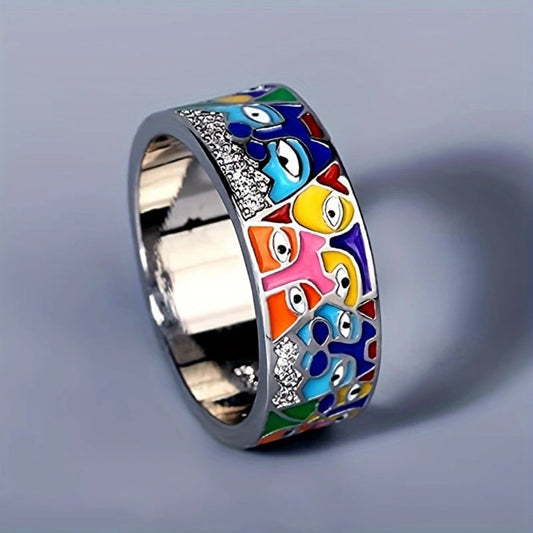 Oferta 1+1: Anillo de plata con ojos de colores
