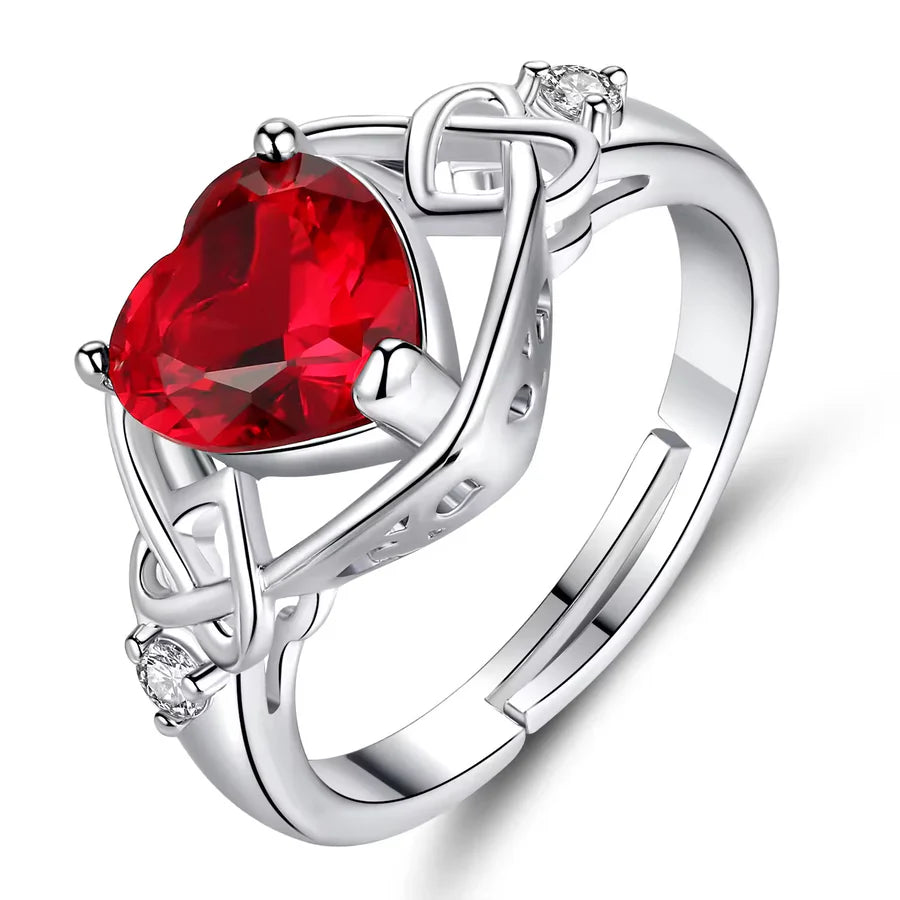 Red Zircon Heart Jewelry Set