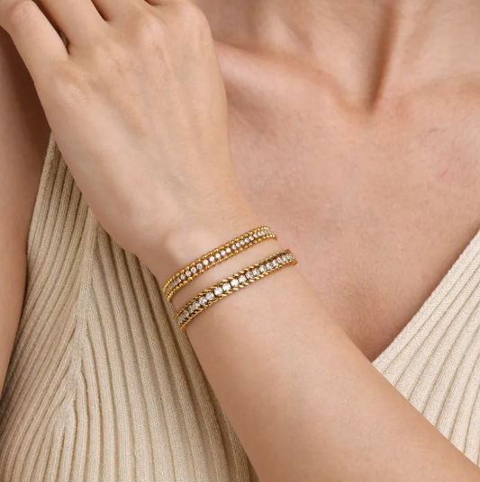 Pulsera de Cadena con Circonita de Acero Inoxidable