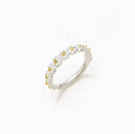 Anillo margarita pequeño en plata